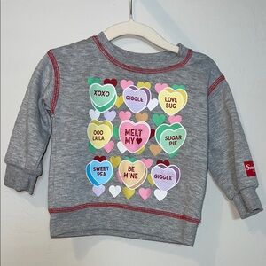 Sweethearts Candy Valentine’s Gray Kids Sweatshirt - Be Mine, Love Bug, XOXO